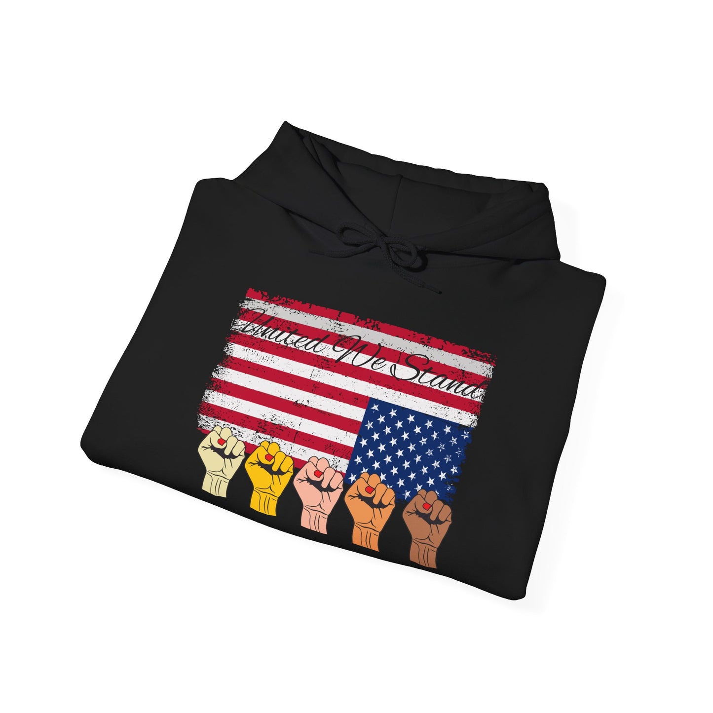 United We Stand Nation in distress Hoodie, Patriotic Blend Sweatshirt, National Pride Pullover, American Flag Hooded Jumper, USA Unity Top